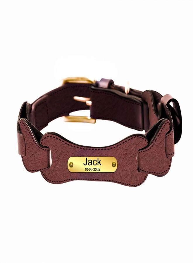 ADIL'S Adil’S Soft Leather Personalized Dog Collar for Large Medium Small Dogs Neck Collar with Personalized Dog Name in Neck Size 20'' to 24'', Size: L Color: Chestnut - Image 1